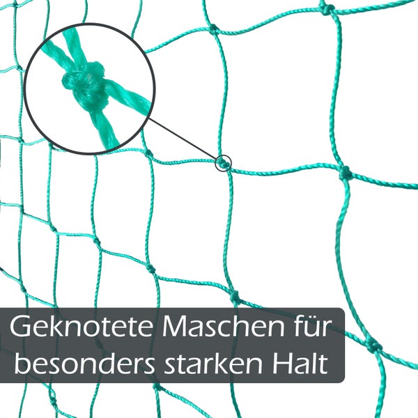 Detailansicht eines Knotens in einem grünen Netz