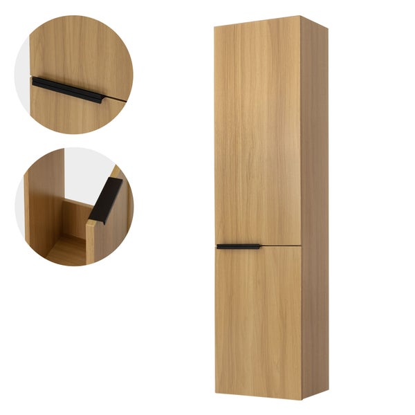 ML-Design Hochschrank Braun-Teak 30x120x25 cm, Badschrank hängend mit 2 Türen, 3 Fächern, Badezimmerschrank schmal, Aufbewahrungsschrank für Bad, Hängeschrank 3 Ablagen, Badezimmermöbel Badmöbel Regal
