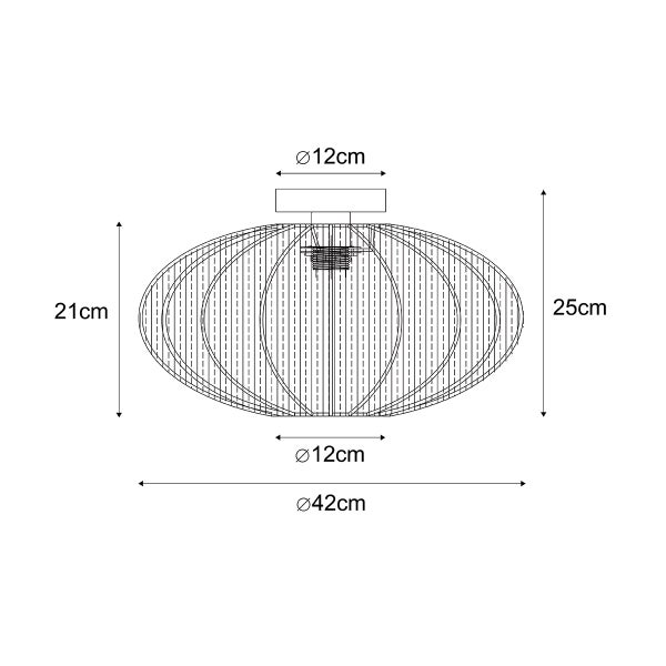 Technische Zeichnung einer Deckenleuchte mit Abmessungen.