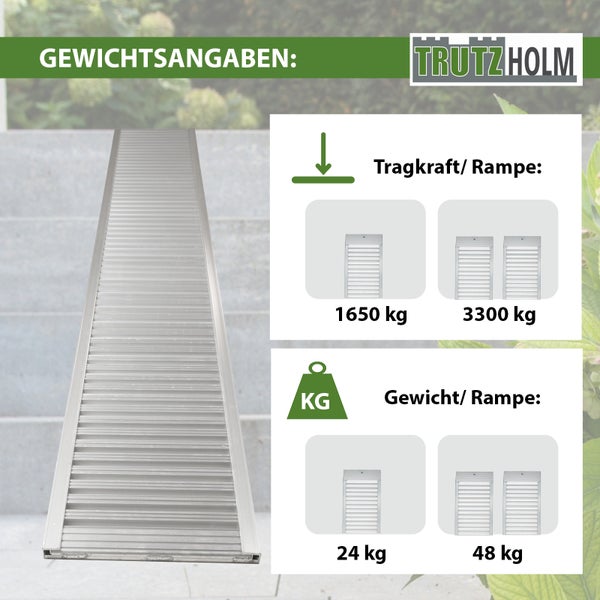 TRUTZHOLM 2 x Schwerlastrampen 265 cm 3300kg/Paar Alu 35 cm Breite geriffelt Rampen Verladerampen