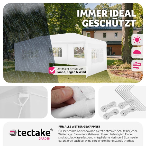 Pavillon tectake Vivara inklusive Spannseile und Heringe 6 x 3 m weiß