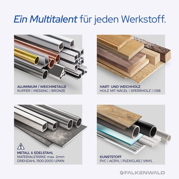 FALKENWALD ® Akku Sägeblatt 216x30 60 Zähne - Ideal für Holz, Metall & Alu - Multi Kreissägeblatt 216x30 Akku - Kompatibel mit Bosch GTS 635-216 & Metabo KGS 216 M - 216 Sägeblatt