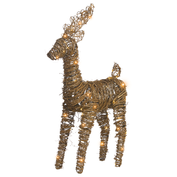 Dekorativer Hirsch aus Zweigen mit Beleuchtung als Weihnachtsdekoration