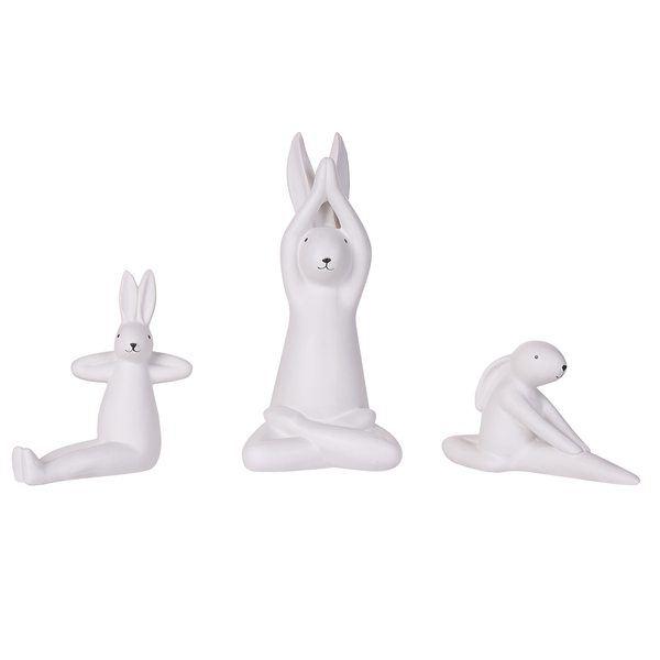 Dekofiguren 3er Set Hase BREST Keramik Weiß