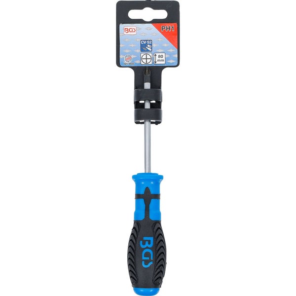 BGS Schraubendreher mit Kreuzschlitz, Größe PH1 und 80 mm Länge