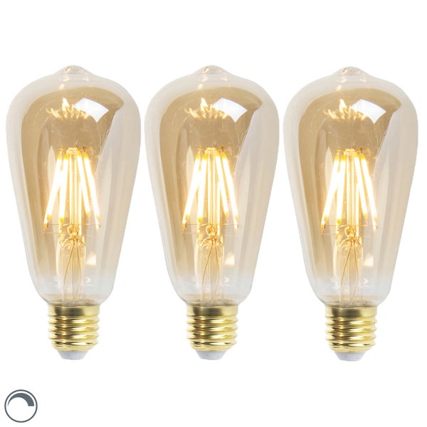 Set mit 3 E27 dimmbaren LED-Lampen ST64 Goldline 5W 380 lm 2200K