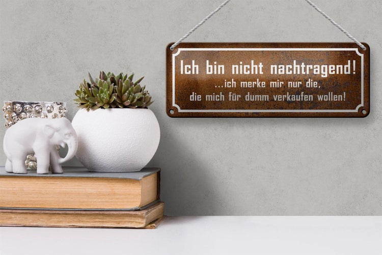 Blechschild Spruch 27x10cm bin nicht nachtragend ich merke Dekoration