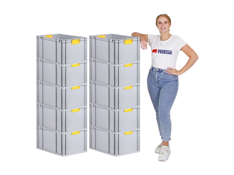 PROREGAL Eurobox Nextgen Color HxBxT 32 x 40 x 60 cm 65 Liter Griffe Gelb Geschlossen Verstärkter Boden Eurobehälter Transportbox