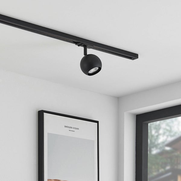 Lindby Stromschienenleuchte Linaro (Modern) in Schwarz aus Metall (1 flammig, GU10) - 1-Phasen Stromschiene Stromschienenstrahler Flurleuchte