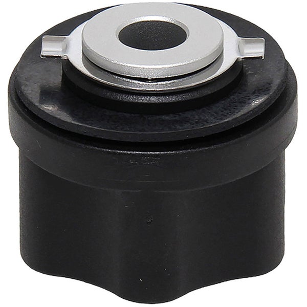 Schwarzer Möbelknopf mit Metallscheibe