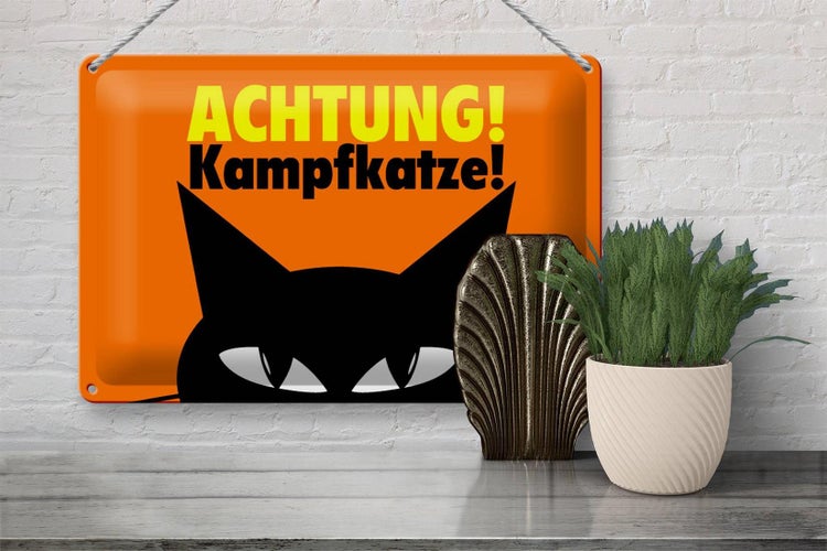Blechschild Spruch 30x20cm Achtung Kampfkatze Katze