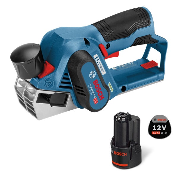Bosch Professional Akku-Hobel GHO 12 Volt-20 mit bürstenlosem Motor und 12 Volt Lithium-Ionen-Akku.
