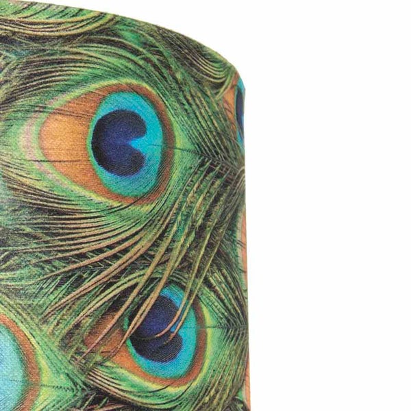 Velour Lampenschirm Pfau Design 25/25/25 mit goldenem Interieur