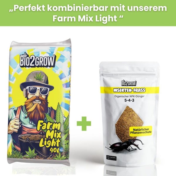 Bio2Grow Farm Mix Light Pflanzenerde und Bio2Grow Insekten-Frass organischer NPK-Dünger