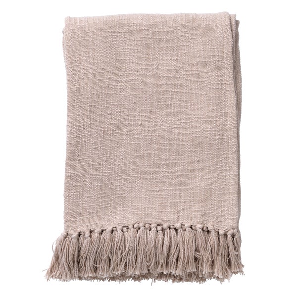 Beige Tagesdecke mit Fransen