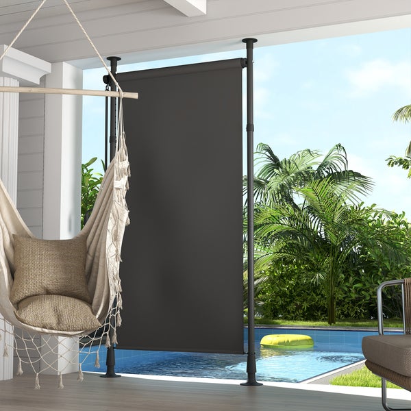 Outsunny Senkrechtmarkise mit Sonnenschutz, Balkonrollo, 120L x 220-310H cm, Aluminium, Polyester, Dunkelgrau