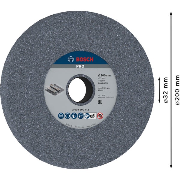 Bosch PRO Steel Schleifscheibe 200 x 25 x 32 mm G60 - 2608600112