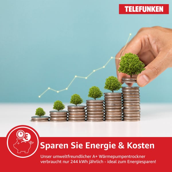 Telefunken Wärmepumpentrockner für 7 kg Wäsche Trockner Frontlader Wäschetrockner mit Knitterschutz leise TWP7EW