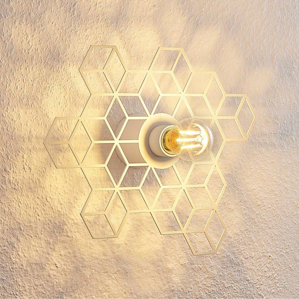 Lucande Wandleuchte, Wandlampe Innen Alexaru (Design Modern) in Weiß aus Metall (1 flammig E27) - Design Wandleuchten Wandbeleuchtung Schlafzimmer / Wohnzimmer Wohnzimmerleuchte