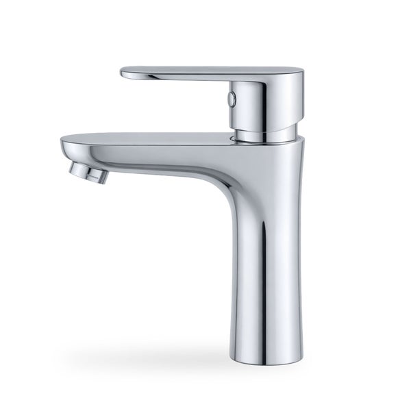 Einhebel-Waschtischmischer aus glänzendem Chrom mit modernem Design für das Badezimmer.