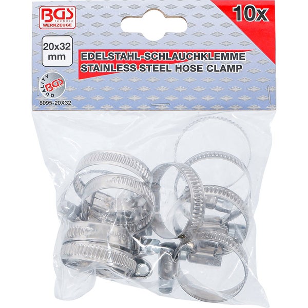 BGS Schlauchklemmen rostfrei 20 x 32 mm 10tlg. - 8095-20x32