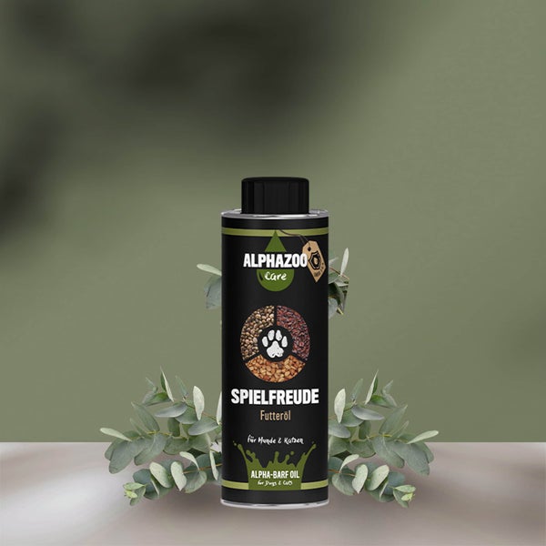 ALPHAZOO Spielfreude Futteröl 250ml für Hunde und Katzen I Öl für Agility und Bewegung