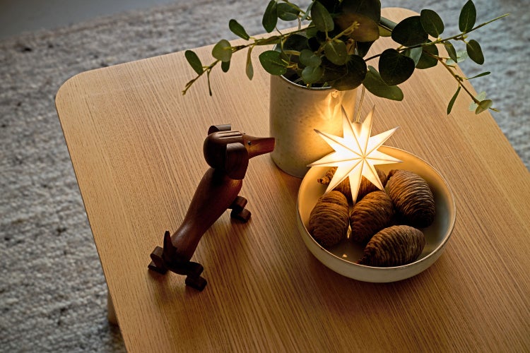 Sterntaler Dekostern | Weihnachtsstern Kunststoff | 9-Zacker Stern | mit Timer | 11,5cm | Innen | LED | Batterie