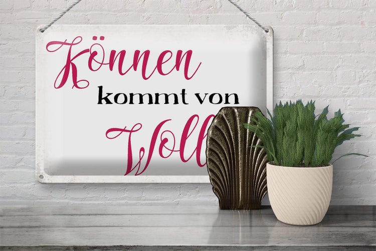 Blechschild Spruch 30x20cm Können kommt von Wollen Schild