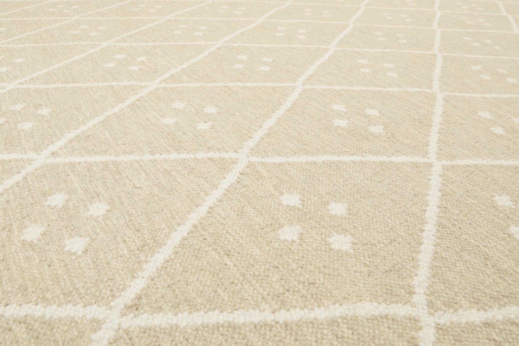 Kelim Teppich Beige Creme meliert aus Wolle Vermont Green Looop 200x290 cm