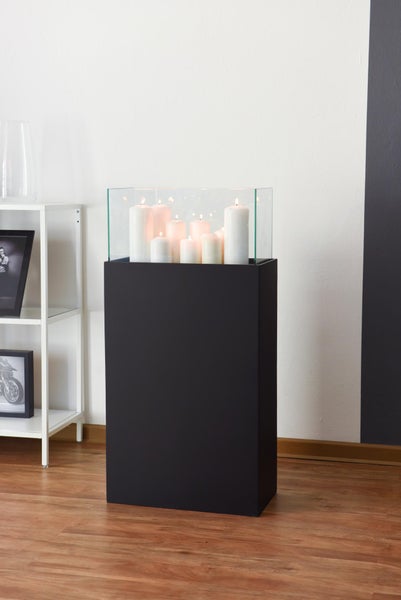 VIVANNO Windlicht CANDELA XL 100x50x26 cm Alu-Verbund Schwarz matt