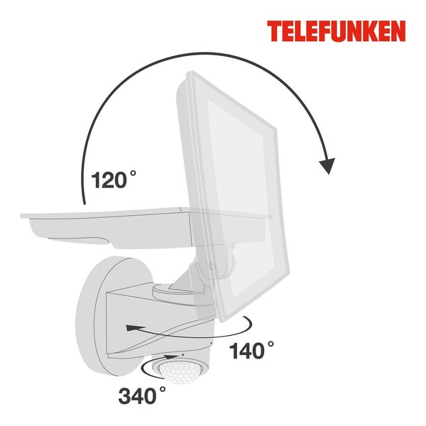 LED Außenstrahler Außenlampe Sensor Bewegungsmelder IP44 20W Weiß Telefunken