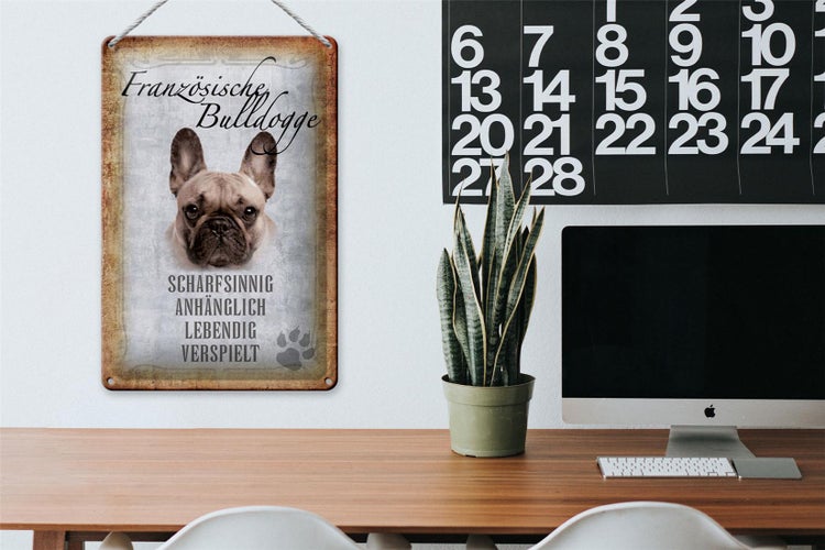 Blechschild Spruch 20x30cm Französische Bulldogge Hund Schild