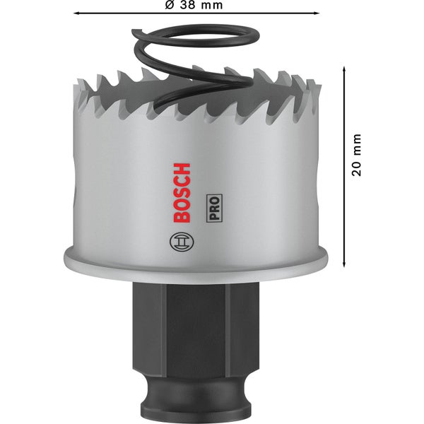 Bosch Lochsäge mit einer Höhe von 20 Millimetern und einem Durchmesser von 38 Millimetern