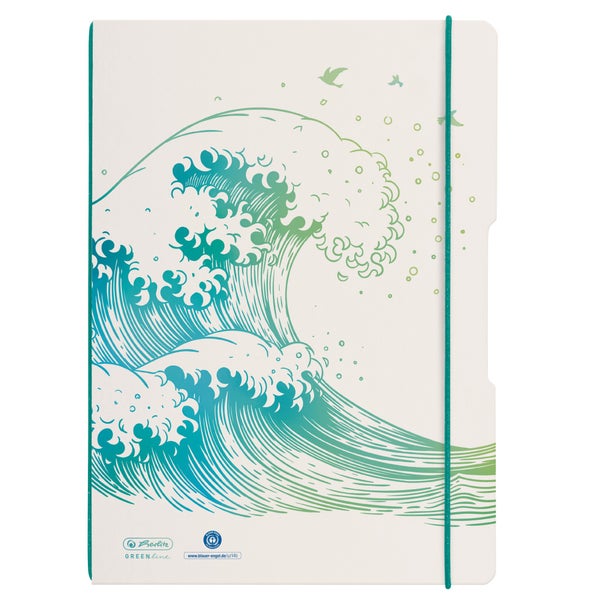 Herlitz Notizheft A4 2x40 kariert + liniert GREENline Welle