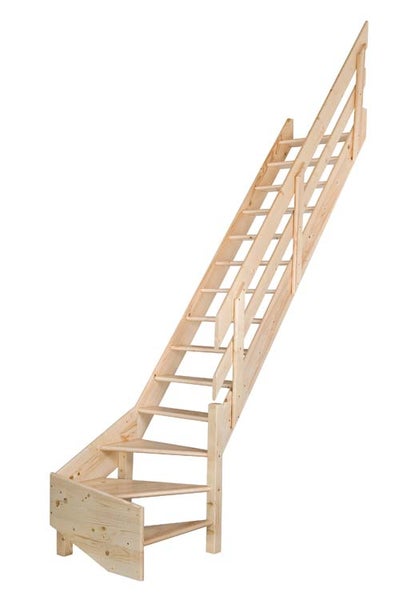 HandyStairs Müllertreppe „Rustic70“ – Vierteldrehung rechts – Höhe 280 cm – 13 Stufen aus Kiefernholz