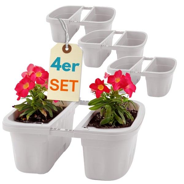 Vierer Set Blumentöpfe aus Kunststoff mit Pflanzen