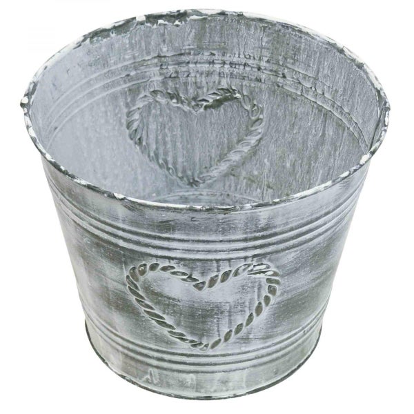 Metall Pflanztopf mit Herzmuster