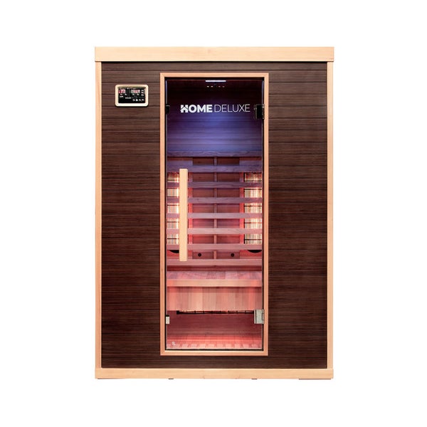 Home Deluxe – Infrarotkabine – MORENO - M – 135 x 105 x 190 cm - für 2 Personen, 5 Vollspektrumstrahler – Holz: Hemlocktanne I Infrarotsauna, Sauna, Wärmekabine, Infrarot