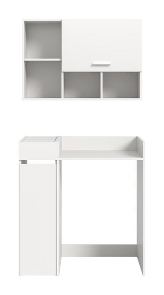 Wandschrank mit offenem Regal und Schreibtischkombination als Set