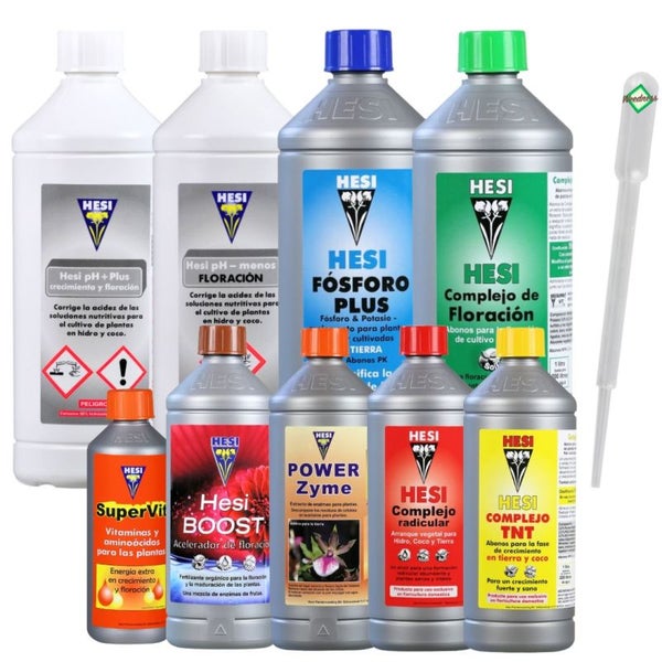 Hesi 9-Teiliges XXL Dünger Set für Cannabis – Komplettstarter-Set mit Blüh Complex, Phosphor Plus & pH-Kontrolle | Für Maximale Blüten & Gesunde Pflanzen | Effiziente Nährstoffversorgung für Starkes Wachstum