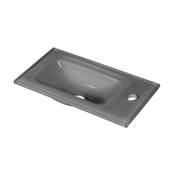 Fackelmann SCENO Gäste-WC Set 2 Teile – Waschtischunterschrank in Weiß mit Waschbecken aus Glas in Anthrazit – SBC Waschbeckenunterschrank schmal – Türanschlag rechts – 45 cm breit