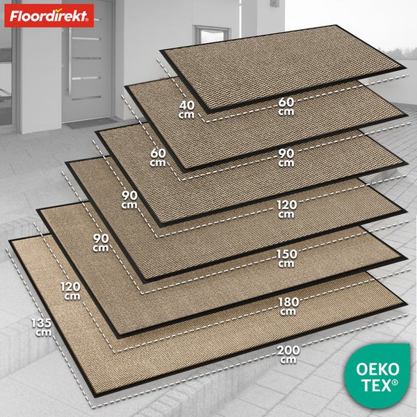 FLOORDIREKT Schmutzfangmatte - SKY Novo - PVC-frei - Extra Halt & Langlebigkeit - Ocker-Schwarz - 135 x 200 cm