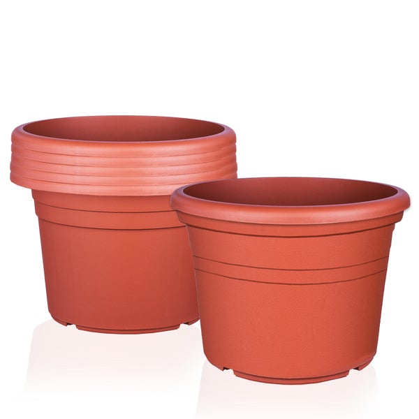 U 6x Blumentopf Ø 20 cm Farbe Terrakotta Kunststoff Pflanztopf Containertopf Übertopf Pflanzkübel rund 20 x 14,5 cm