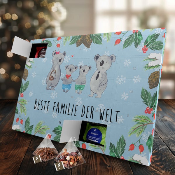 Mr. & Mrs. Panda Tee Adventskalender Koala Familie zwei - Blau Pastell