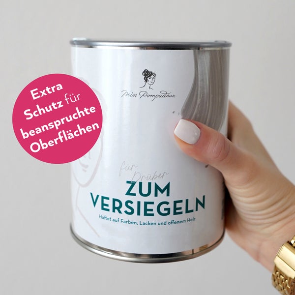 MissPompadour Klarlack matt 1L für Innen - Parkettlack, Holzlack farblos - Klarlack für Holz, Treppen, Parkett - Versiegelung für Kreidefarbe, Möbelfarbe, Möbellack - PU-Acryllack transparent