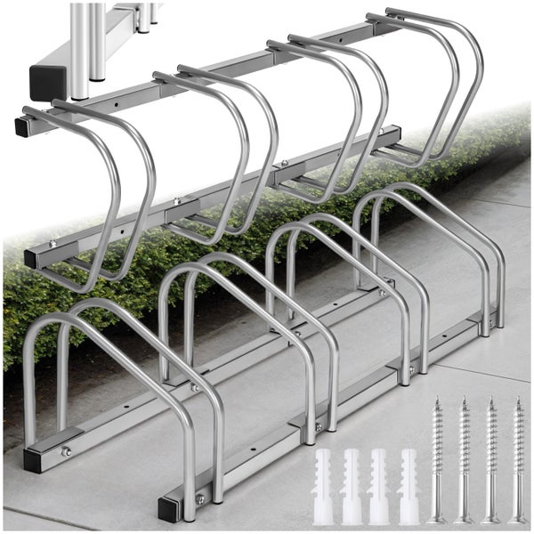 Fahrradständer tectake  aus rostfreiem Stahl von beiden Seiten befahrbar