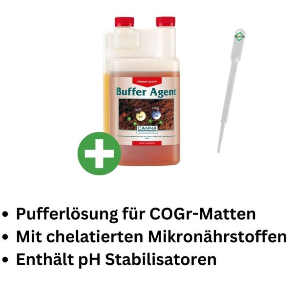 Canna COGr Buffer Agent 1L – pH-Stabilisierer für Kokossubstrate – Optimale Vorbereitung & Nährstoffaufnahme für gesunde Wurzeln – Exklusive Pipette für präzise Dosierung