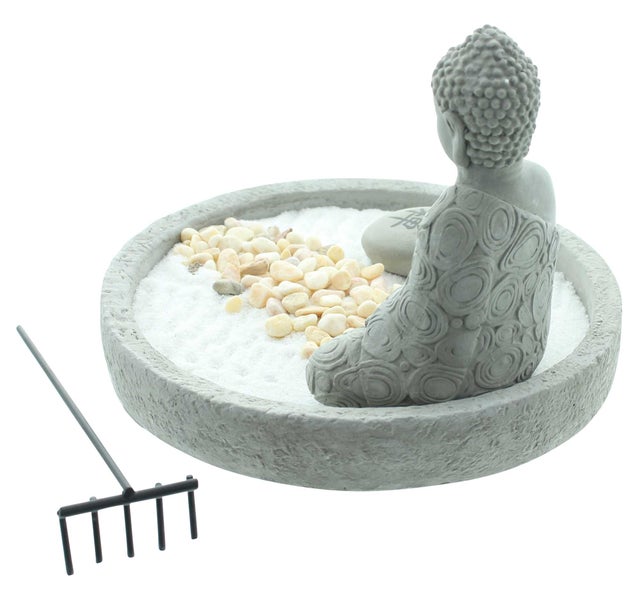 FRANK FLECHTWAREN | Buddha Zen-Garten, ZEMENT, METALL, STEIN, SAND, 17,5 x 17,5 x 13 cm