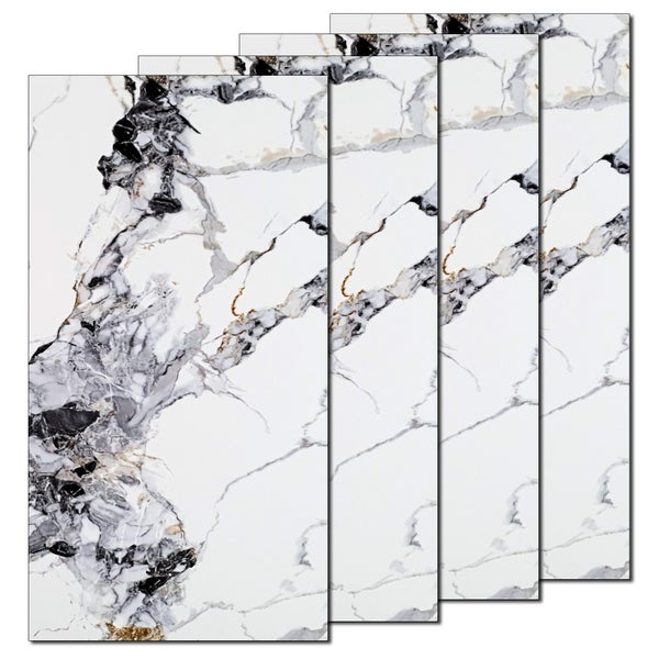 Vier Keramikfliesen mit Marmoroptik