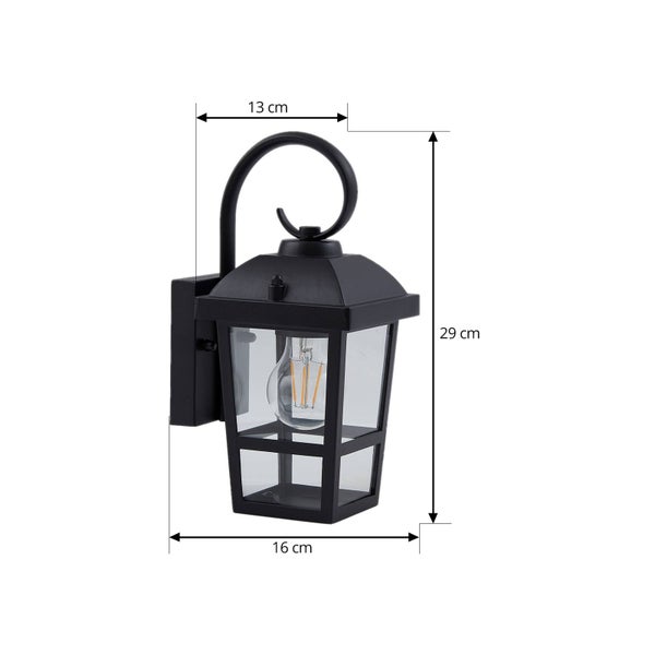 Lindby Wandleuchte außen (Laterne) Eloane (spritzwassergeschützt (Modern) in Schwarz aus Edelstahl (1 flammig, E27) - Außenwandleuchten Wandlampe Led Außenlampe Outdoor für